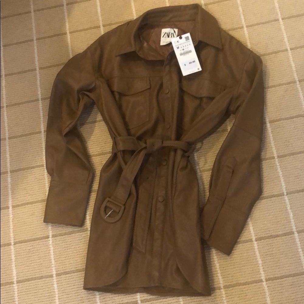 Zara leather shirt dress / can be worn as jacket
